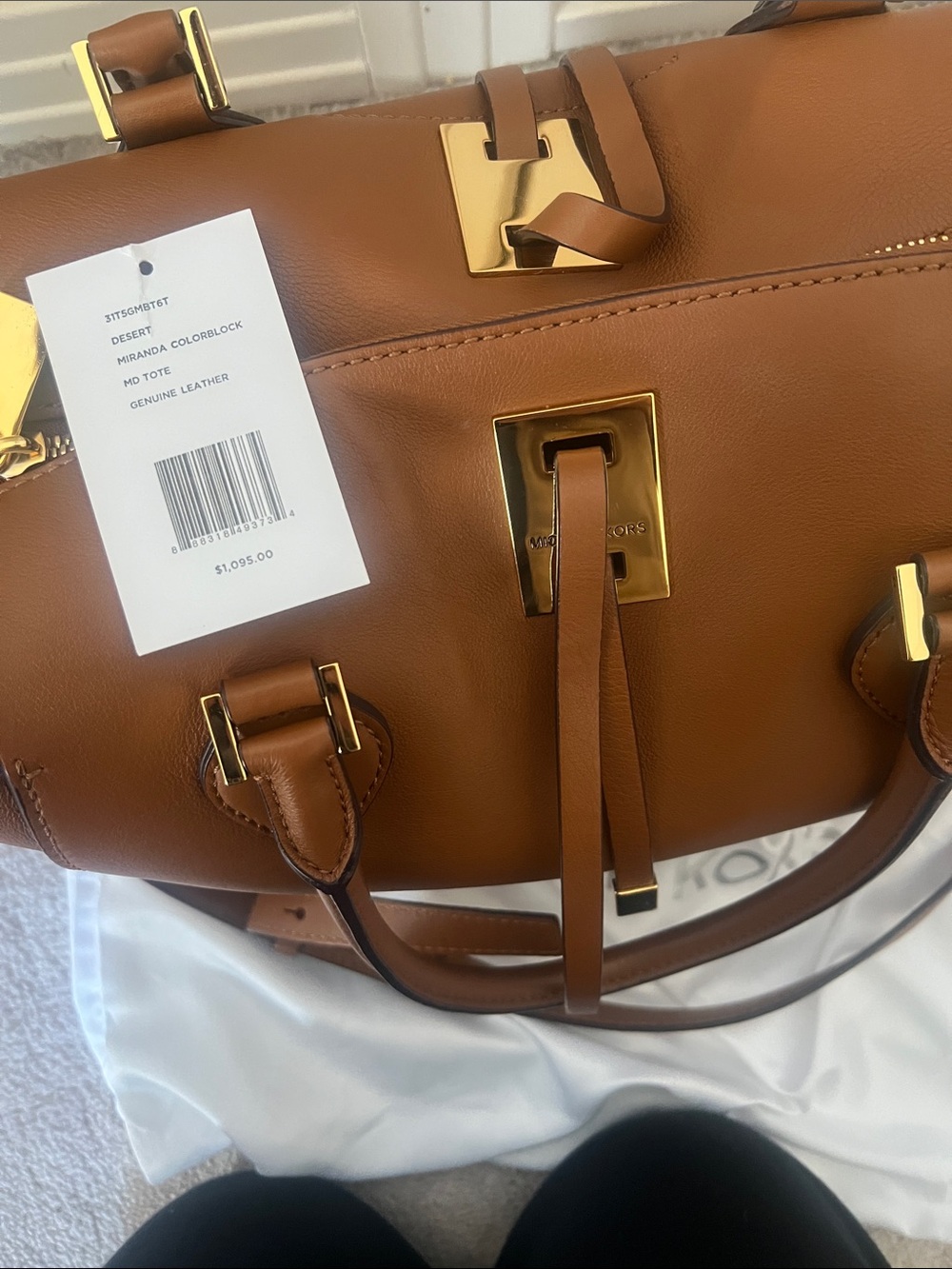 Michael Kors Collection Brown Leather Satchel with Gold Accents - Picture 6 of 6
